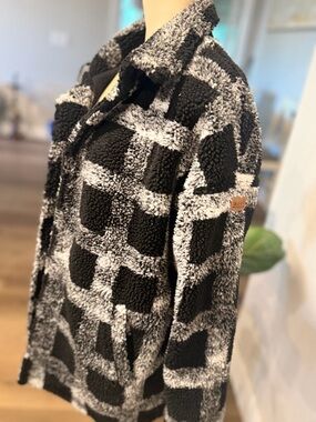Roxy Black & Gray Check Sherpa Jacket